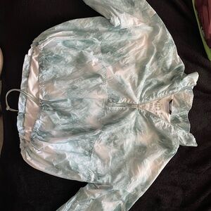 Calvin Klein Cropped Performance Jacket Women’s 1/2 Zip Lined White/Green Sz M
